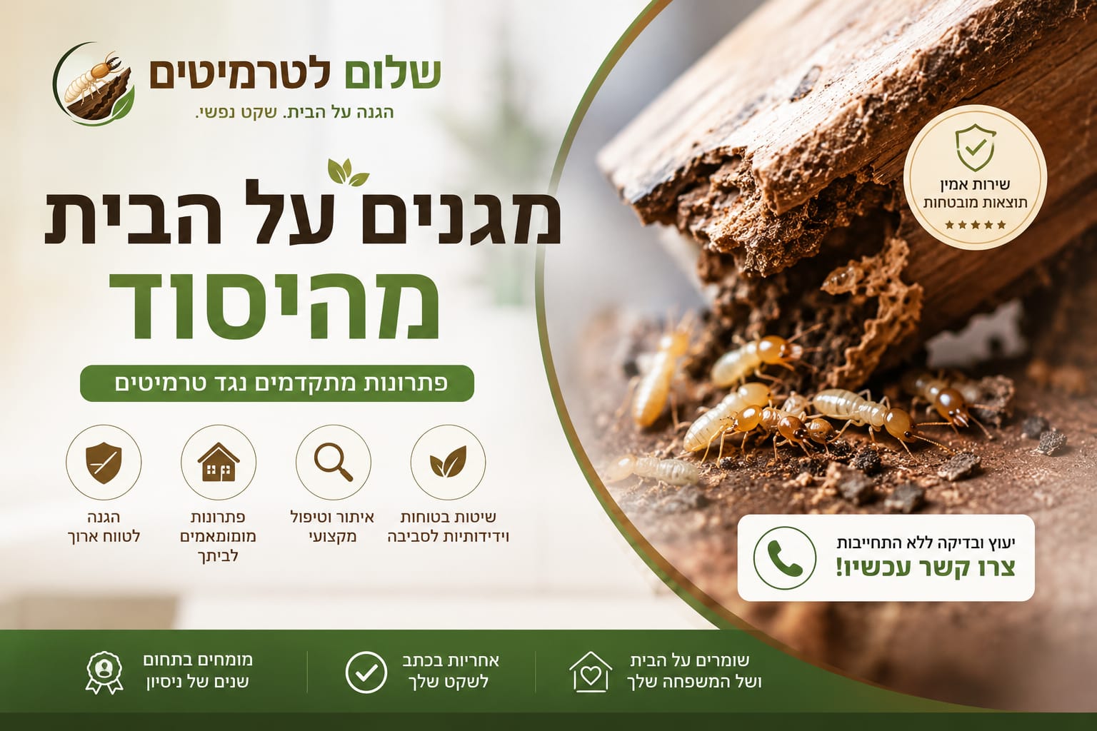 מעקב אחרי טיפול טרמיטים ובדיקת אזורי עץ בבית